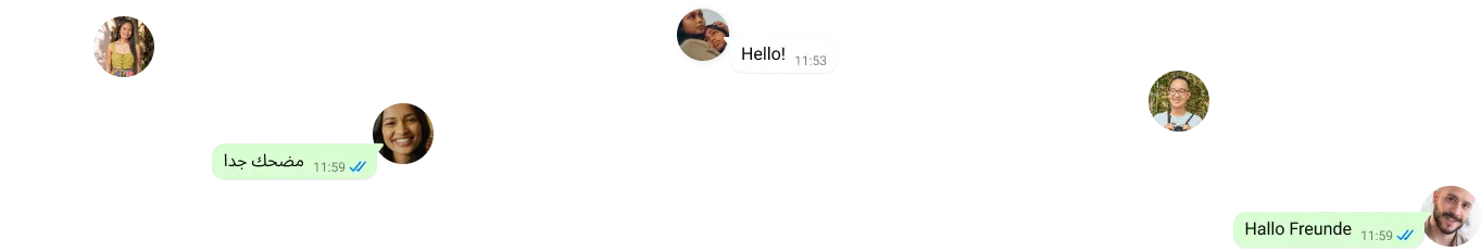 以不同語言書寫你好的文字泡泡和個別用戶圖示